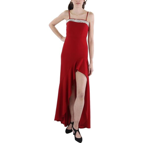 City Studio Womens Red Embellished Polyester Evening Dress Gown NWT - Picture 1 of 2